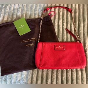 NWOT Kate Spade Vibrant Red Orange Shoulder Bag with Chain Strap
